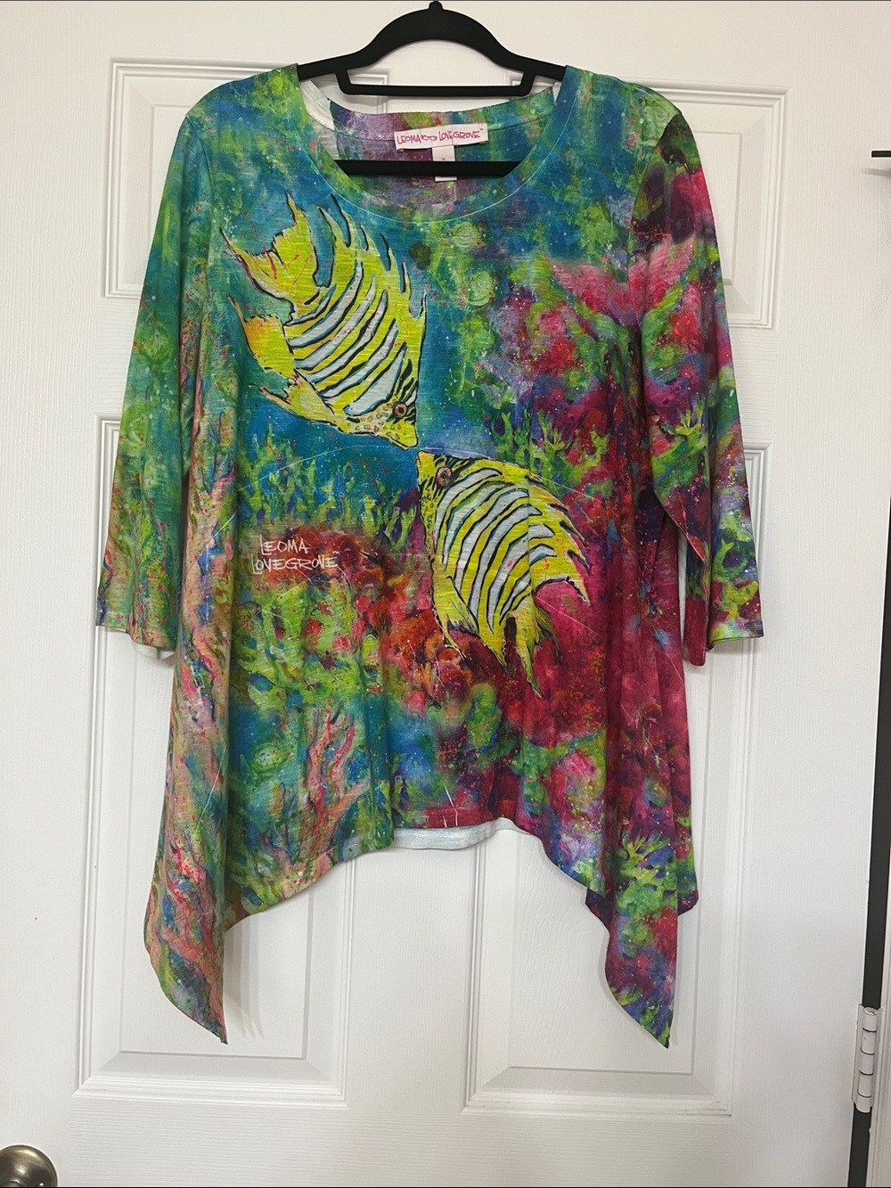 Hand-Painted Tropical Fish Tunic in Vibrant Multicolor